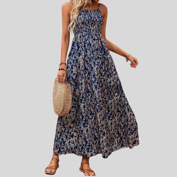 Boho Ditsy Floral Print Cami Dress Blue - Picture 1 of 7